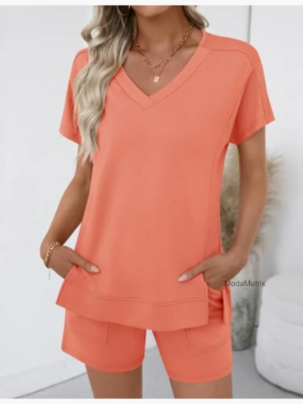2 Piece Short Set Women Lounge Outfits Short Sleeve Matching Set